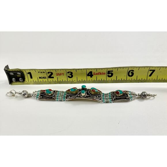 Tibetan Silver Bracelet Handmade Boho - Picture 6 of 6